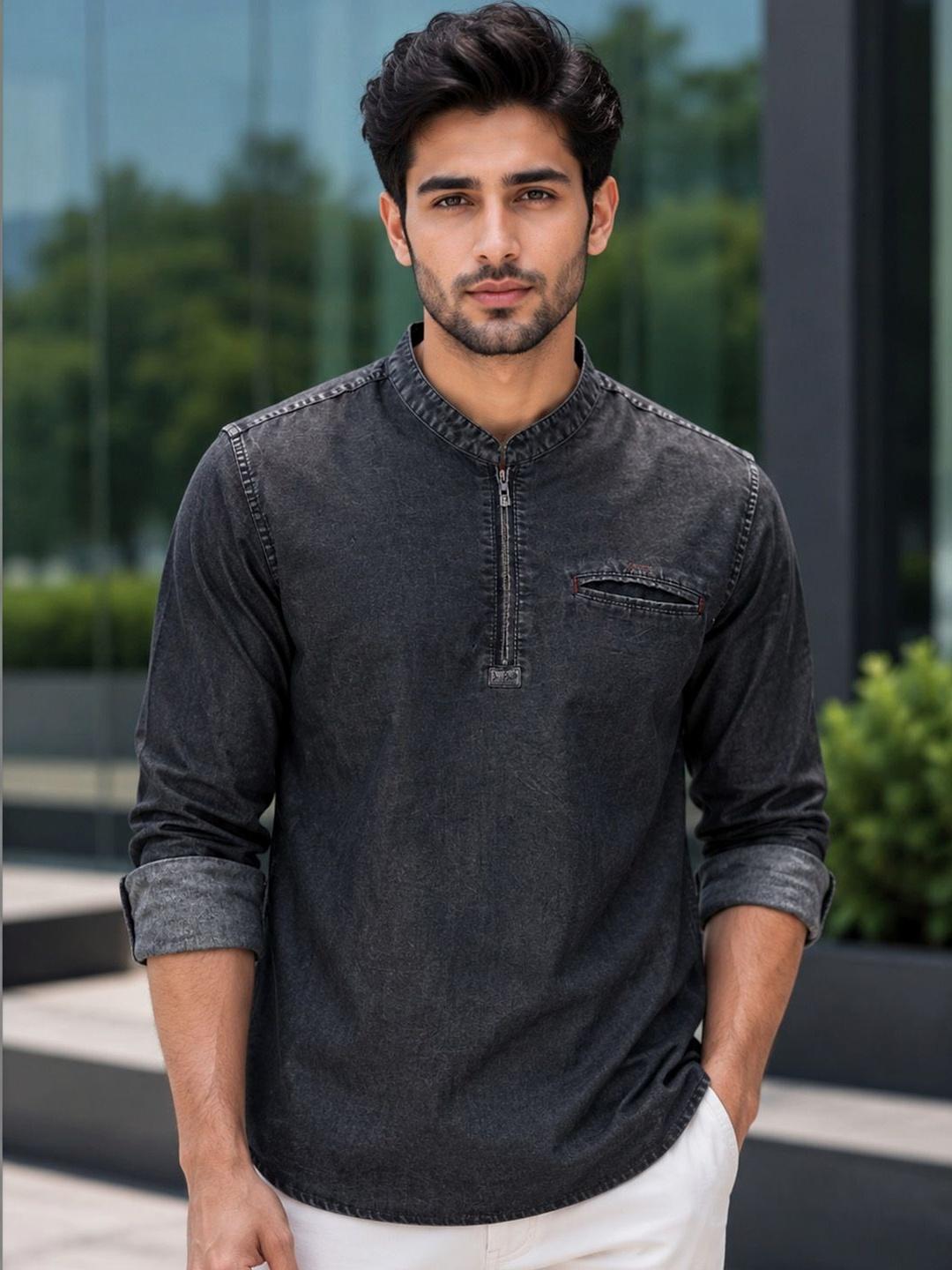 D Finish Men Solid Daily Straight Short Kurta