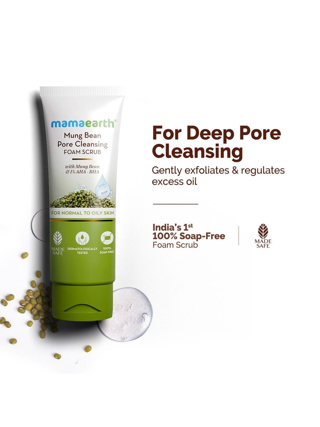 Mamaearth Mung Bean Pore Cleansing Foam Scrub - 100g - Image 1