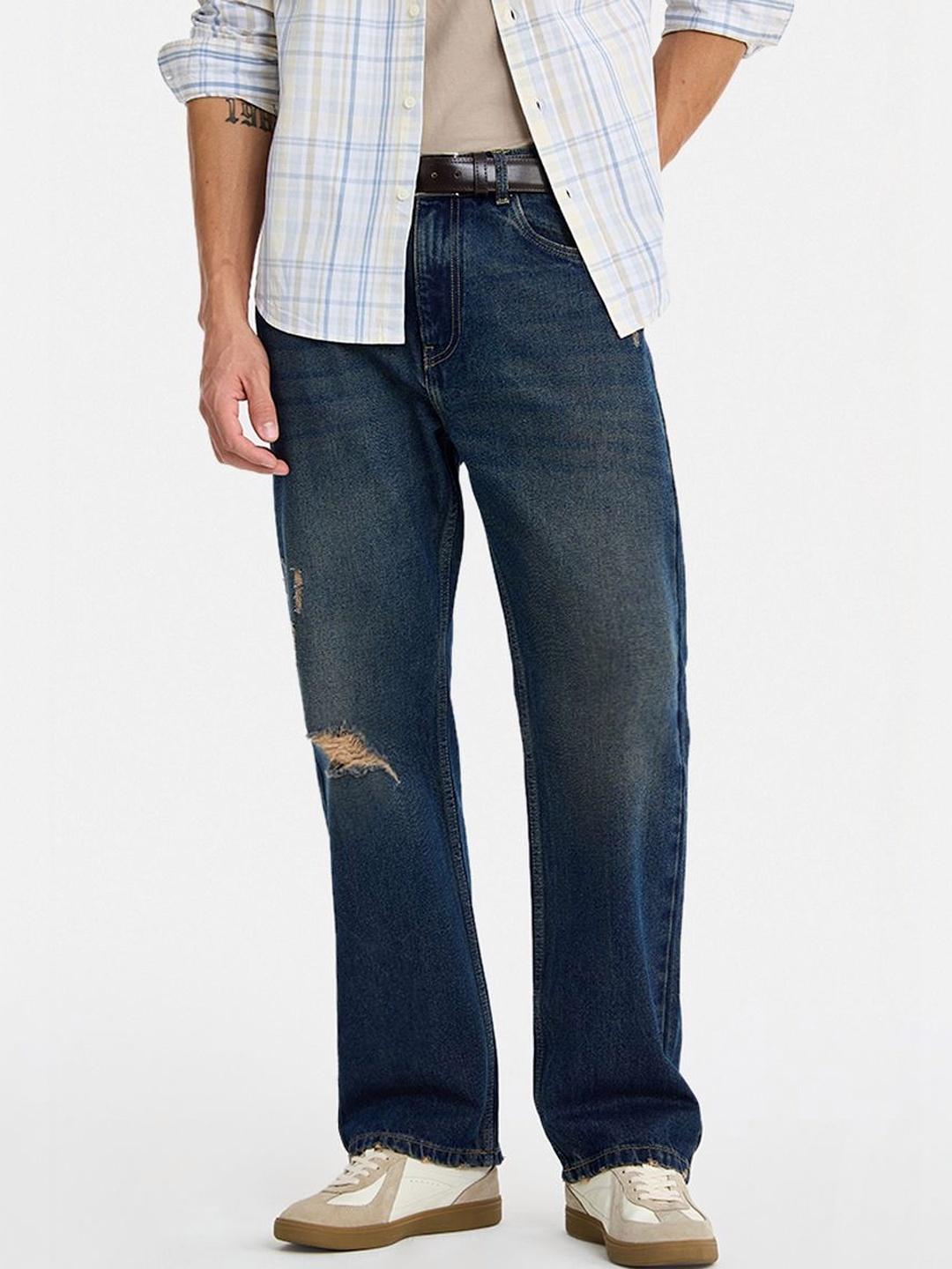 Snitch Indigo Mid-Rise Straight Fit Jeans Blue