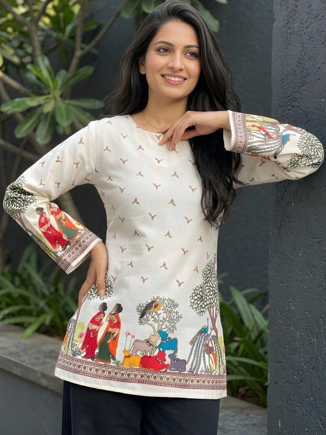 All about cotton Print Ethnic Cotton Top - Image 1