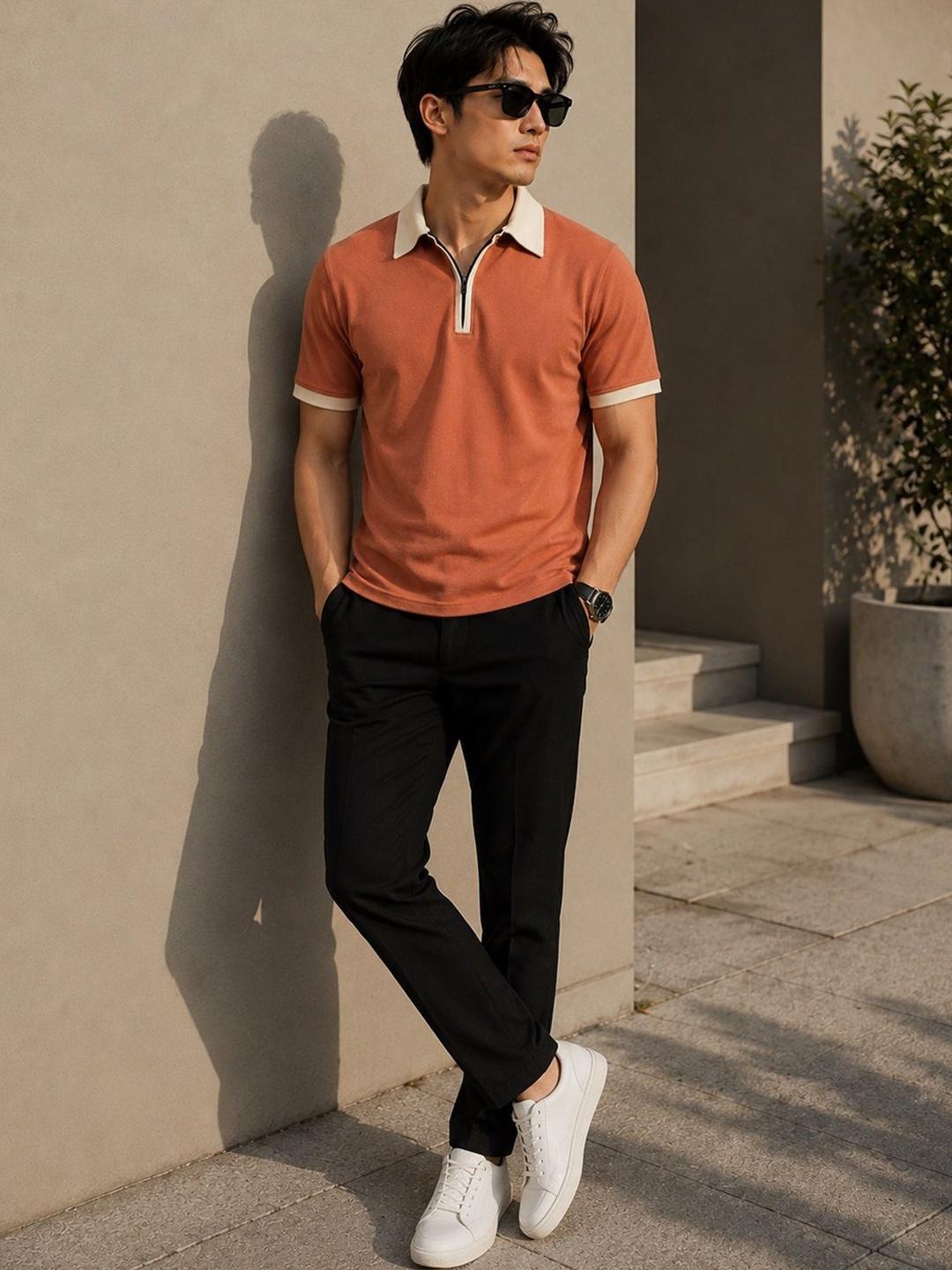 SZN Men Polo Collar Slim Fit T-shirt - Image 1