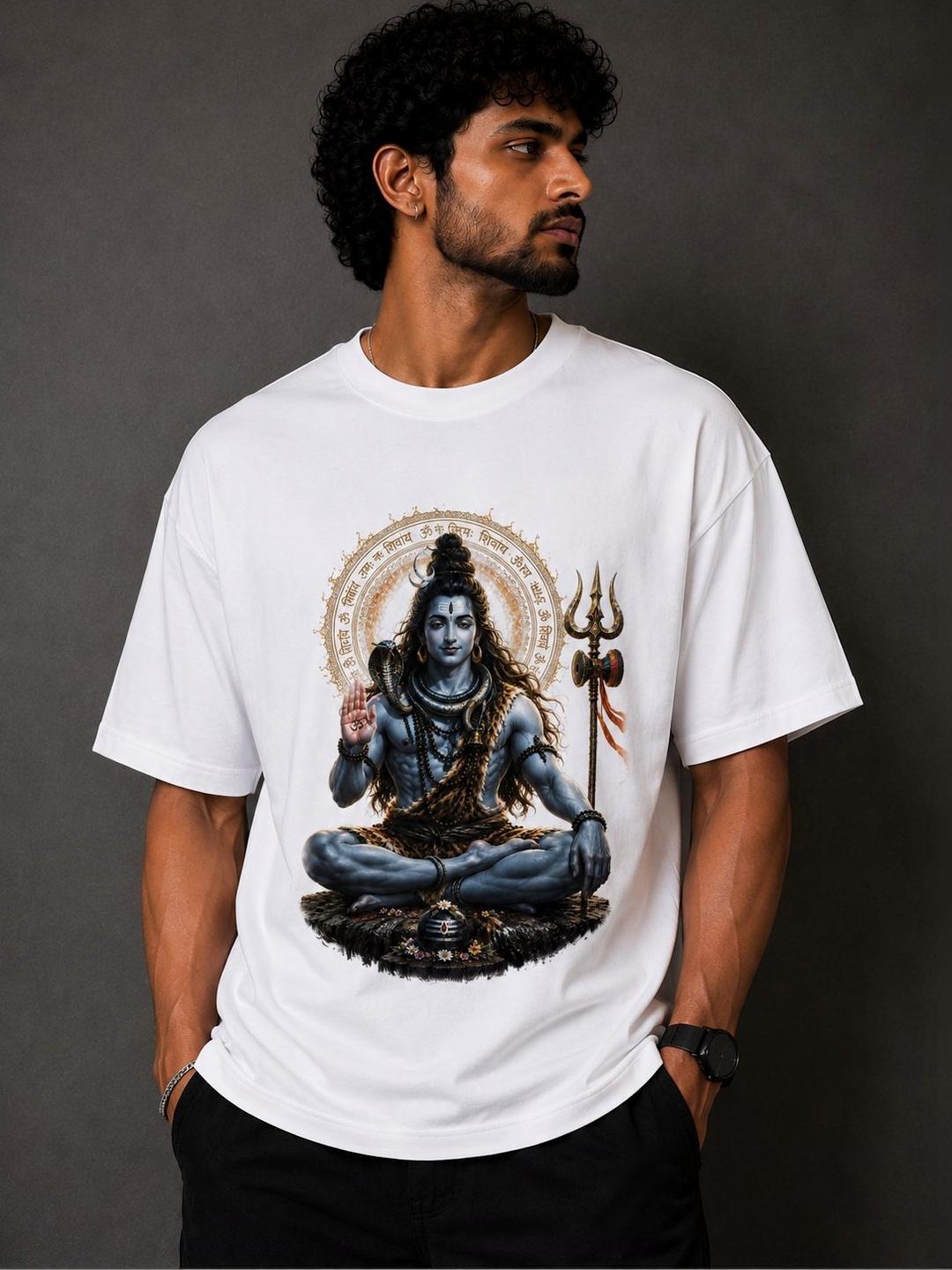 Buy STITCH VAULTS Men Lord Shiva Meditating Printed Oversized