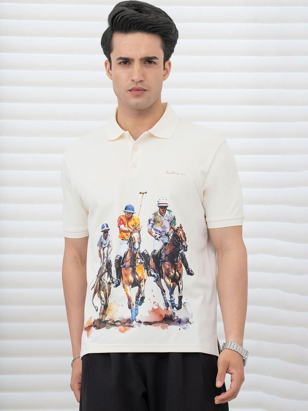 Red Tape Men Printed Polo Collar T-shirt Red - Image 1