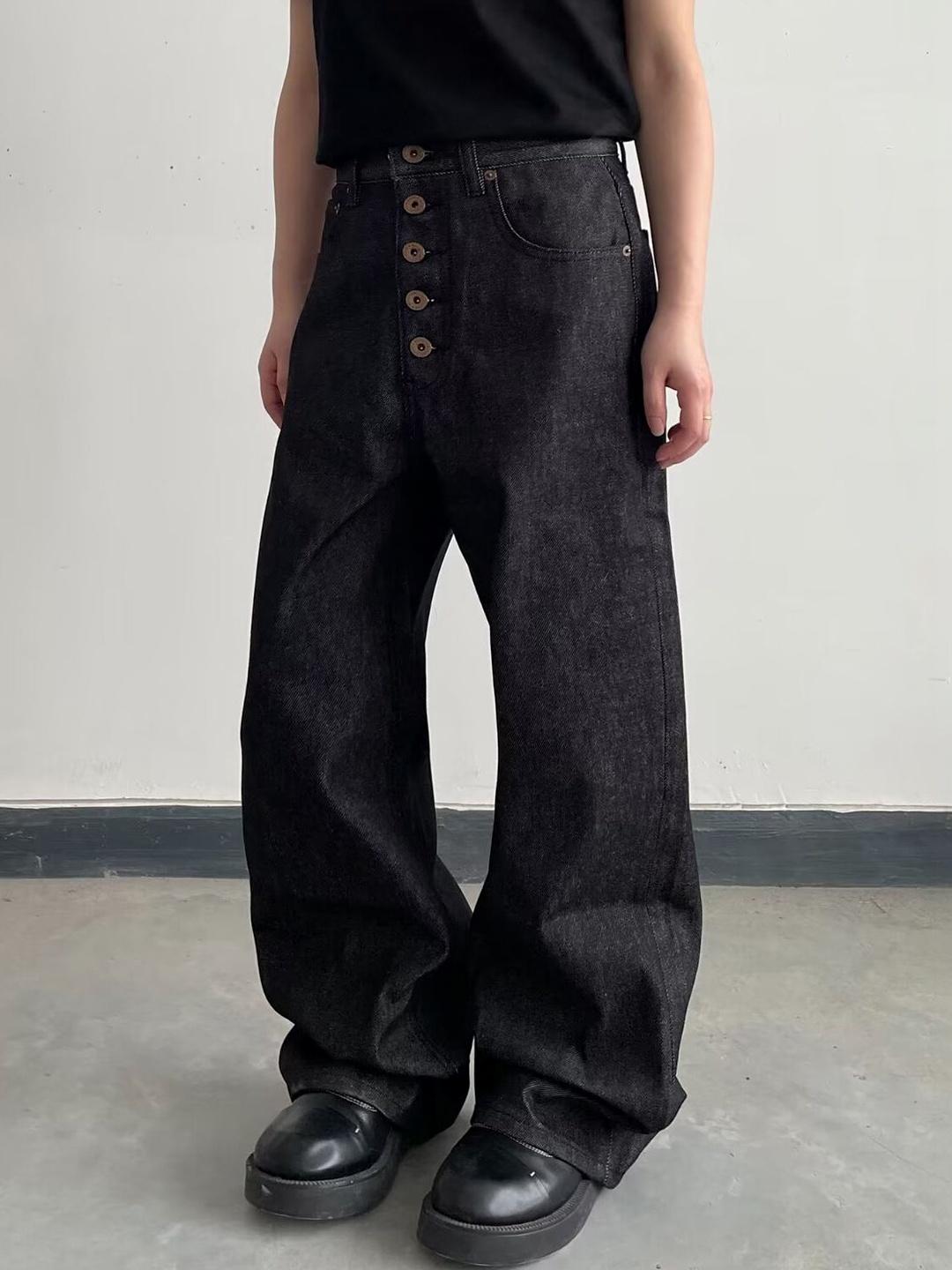ANDREW HILL Men Wide Leg Mid-Rise Jeans