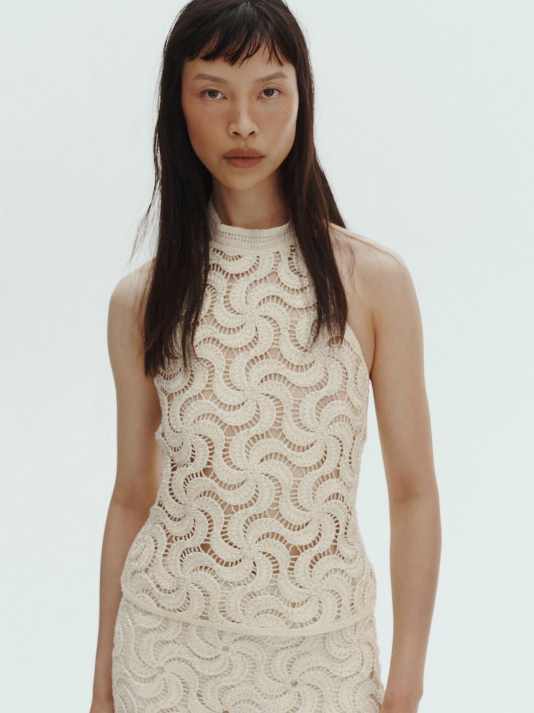 Buy H&M Beaded Crochet-look Halterneck Top - Tops for Women