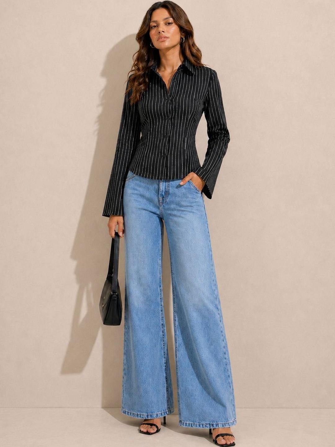 JUNE & HARRY Women Tailored Fit Striped Casual Shirt - Image 1