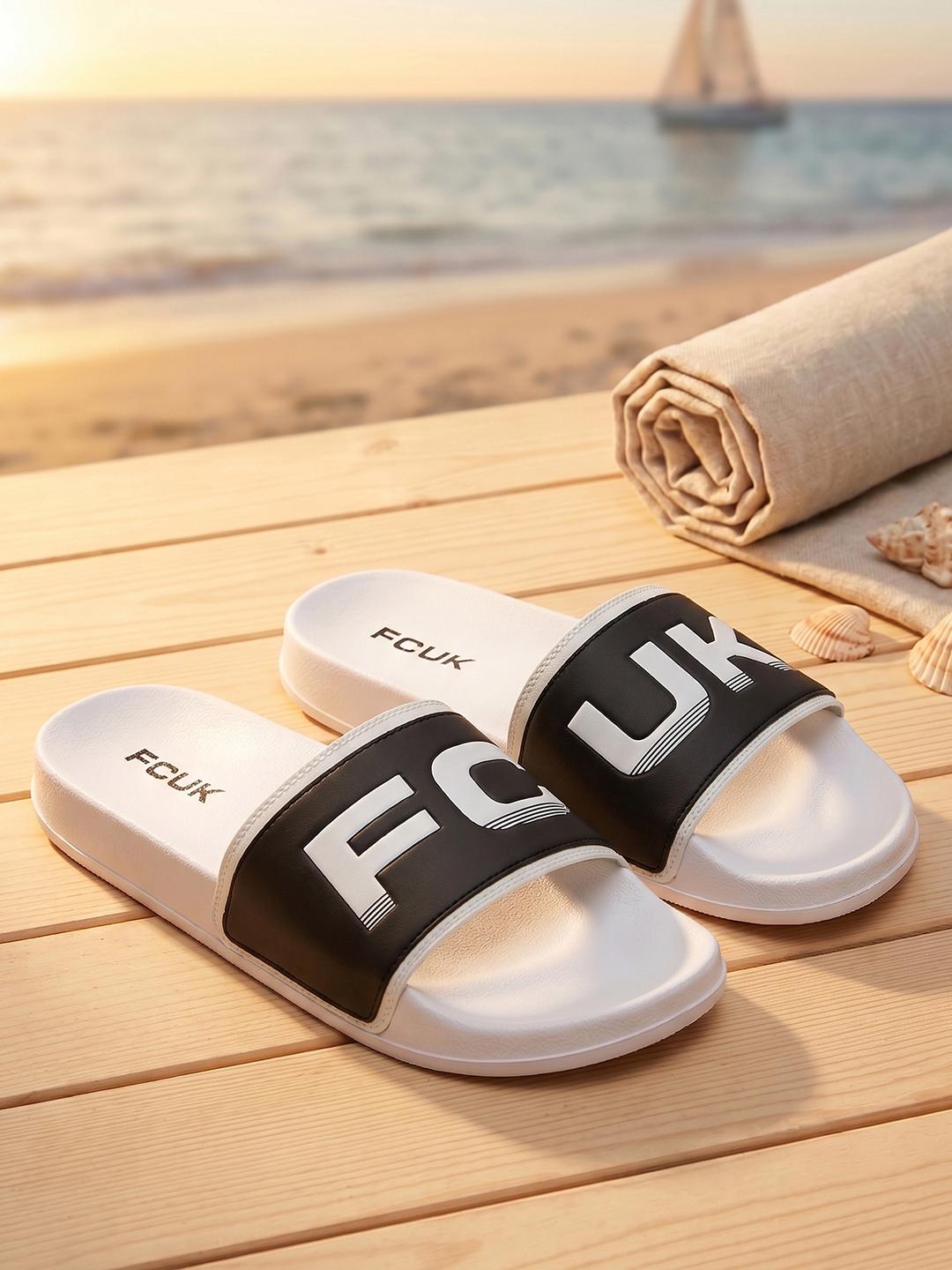 FCUK Men Brand Logo Printed Sliders