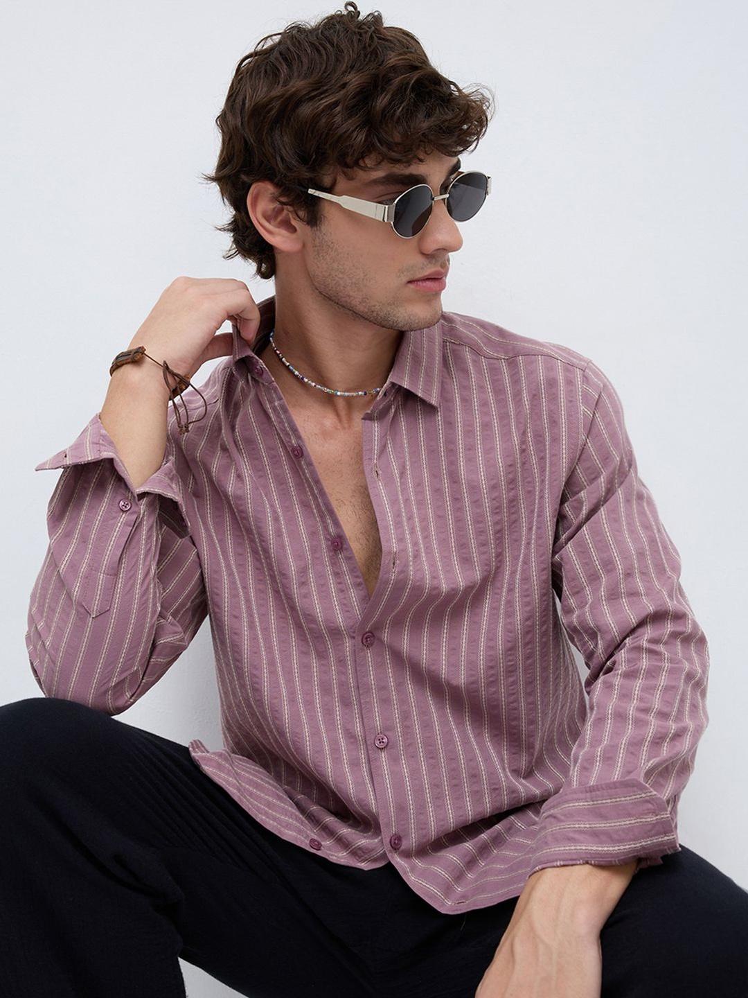 VASTRADO Luxe Raspberry Seersucker Shirt - Image 1