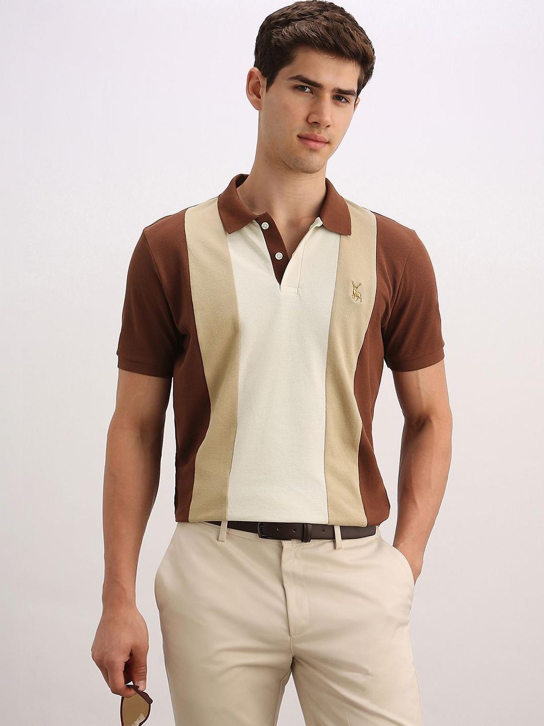 Allen Solly Men Colourblocked Polo T-shirt - Image 1