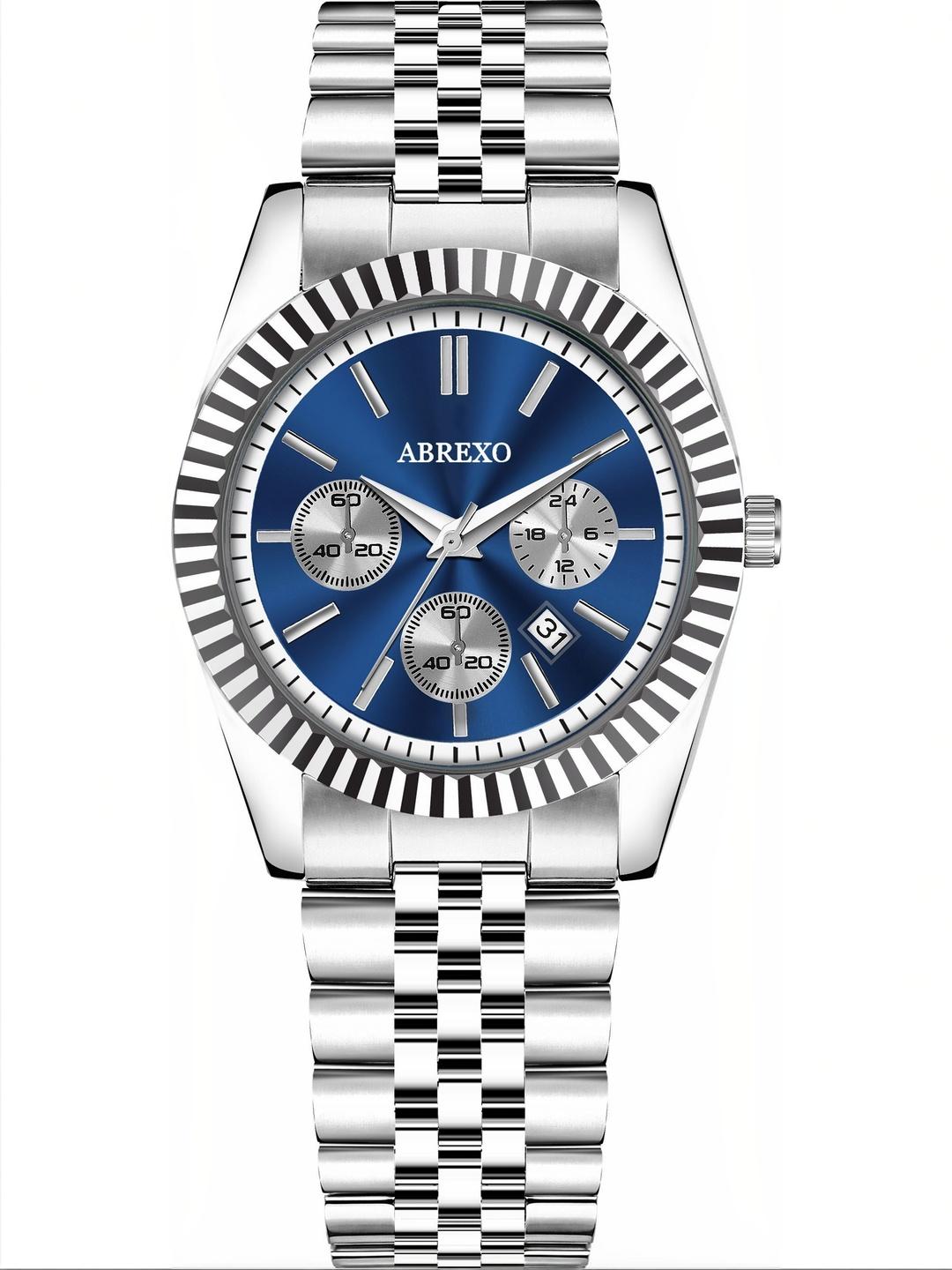Abrexo Men Brass Dial Stainless Steel Chronograph Watch ABX3501 - Image 1