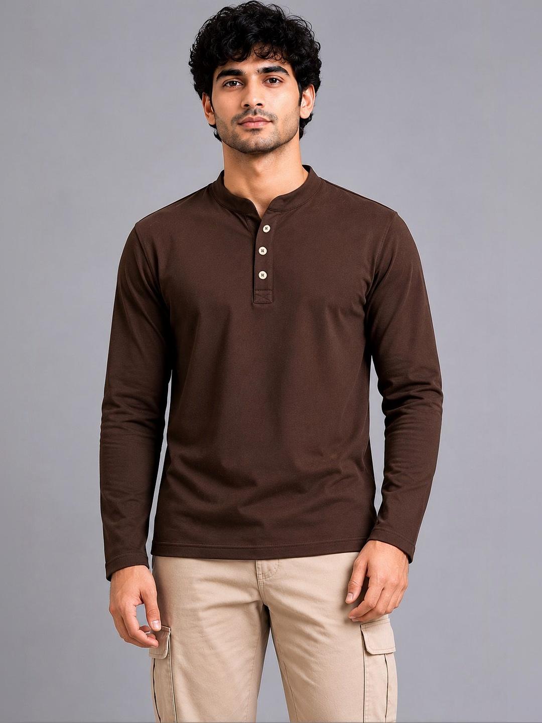 Organic Chics Men Henley Neck Cotton T-Shirt - Image 1