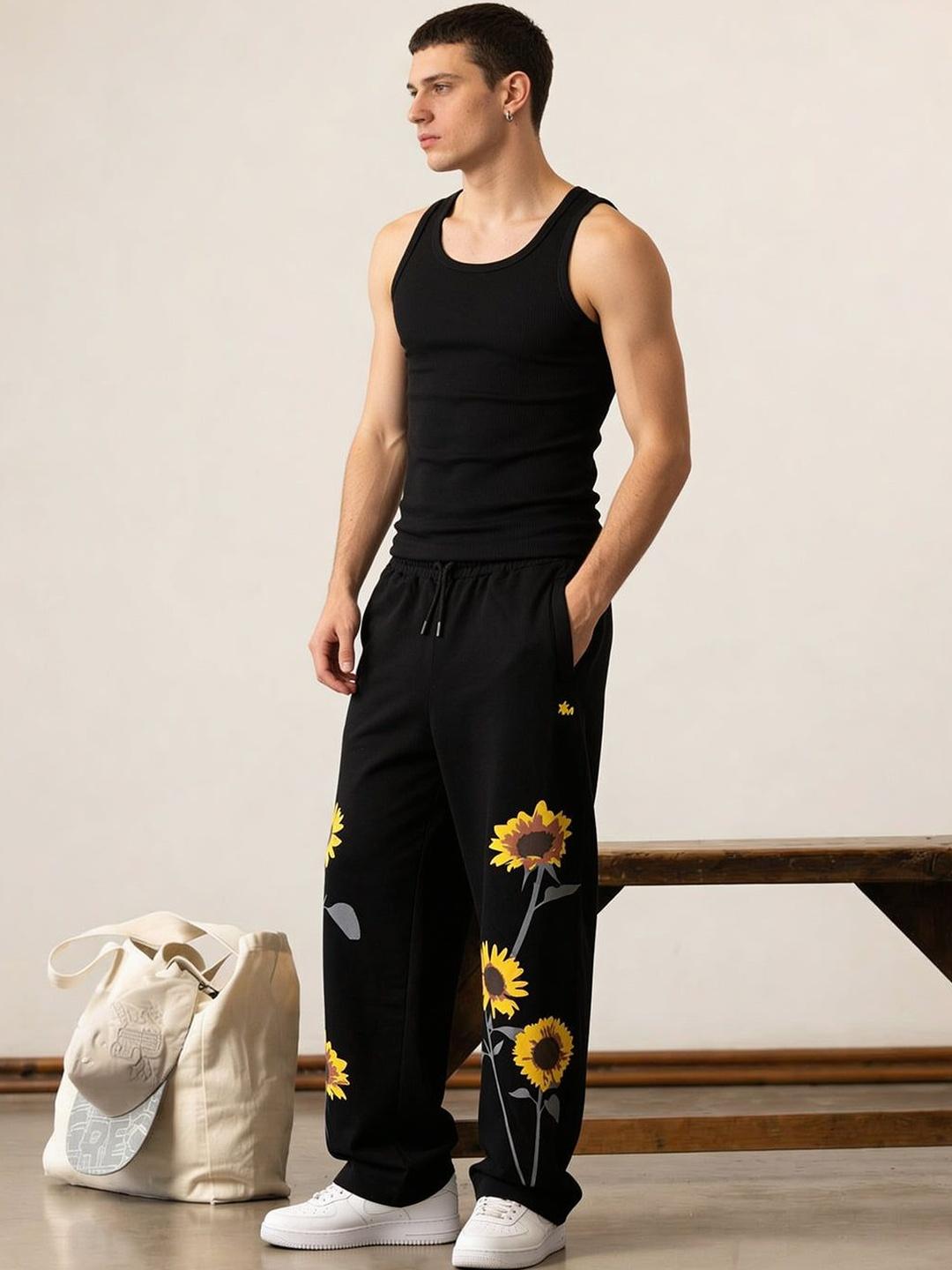 Main Character India Unisex Baggy Floral Track Pants - Image 1
