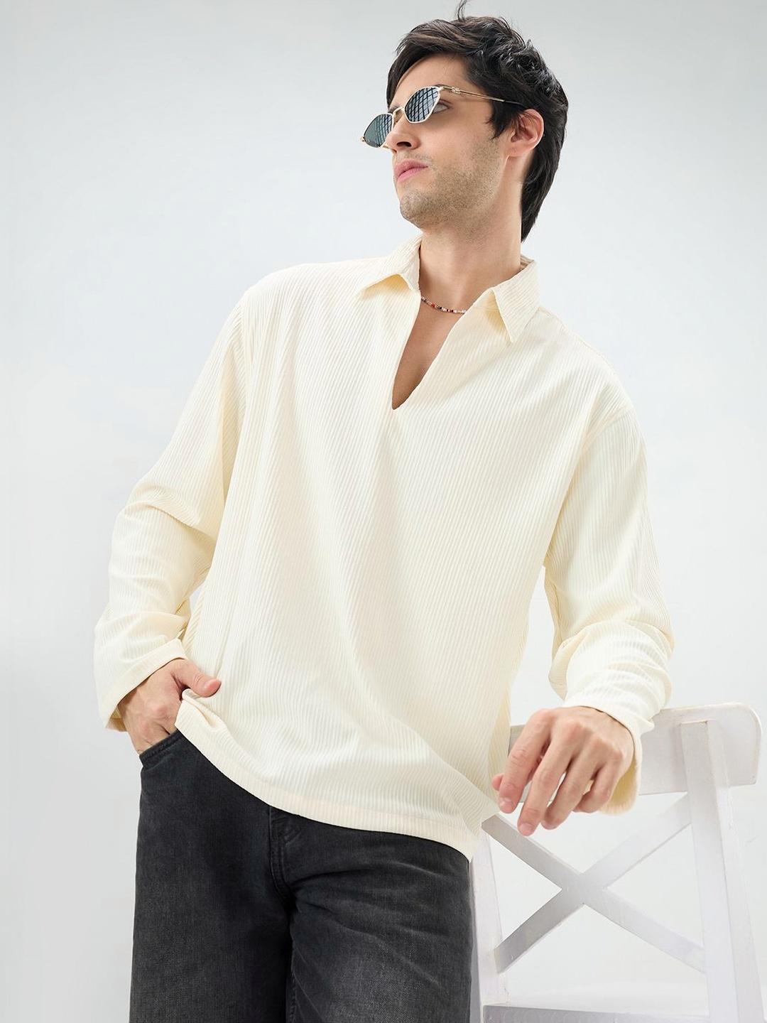 VASTRADO Pastel Cream Polo Knitted Shirt - Image 1