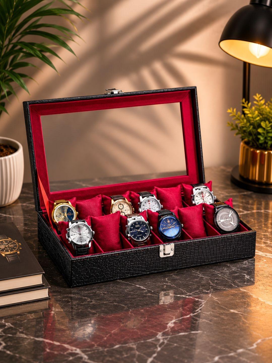 WATCHHUT 12-Slot Pillows Wrist Watch Organiser Black - Image 1