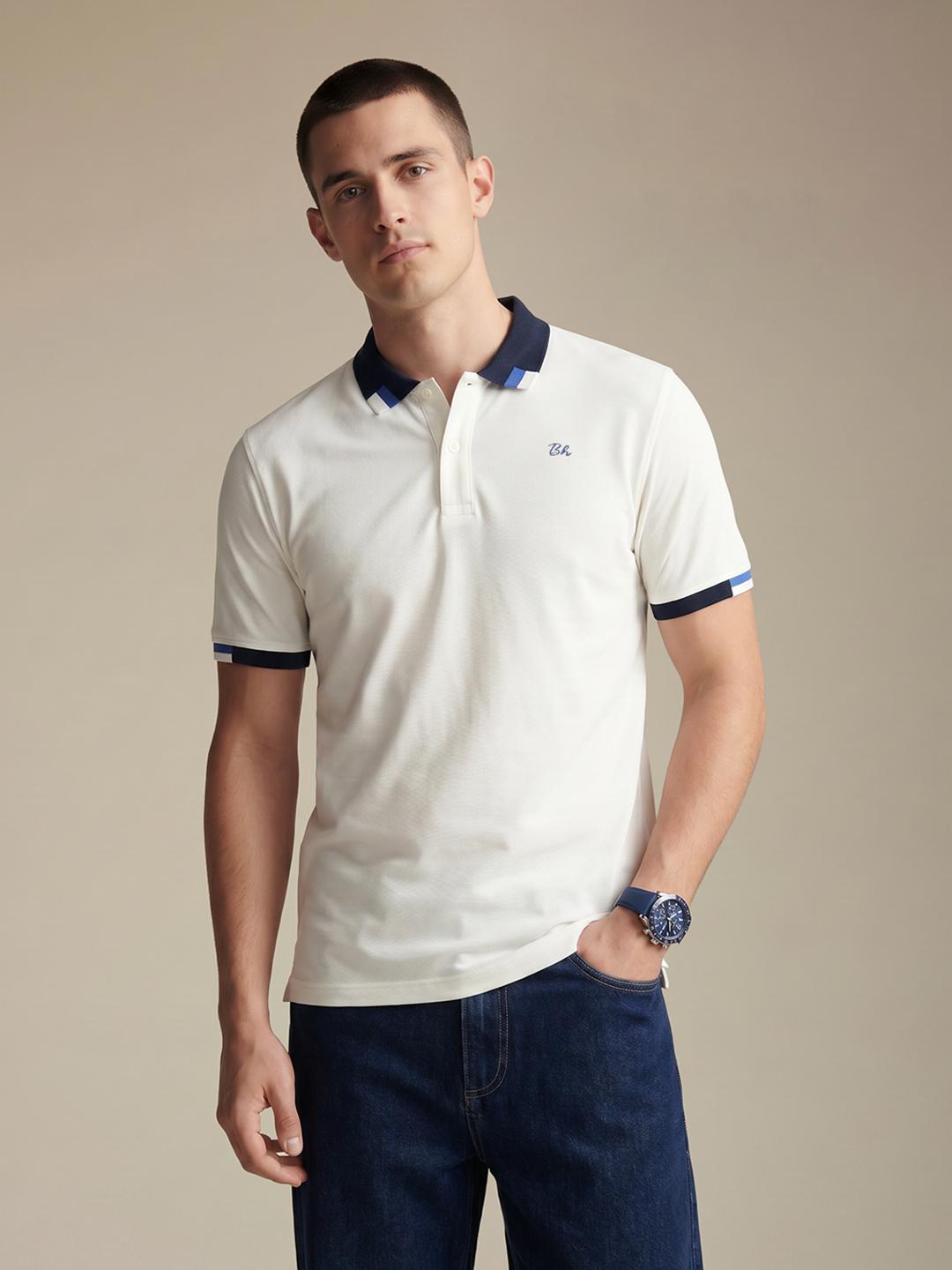 Being Human Men's Contrast Polo Collar Pure Cotton T-Shirt - Image 1