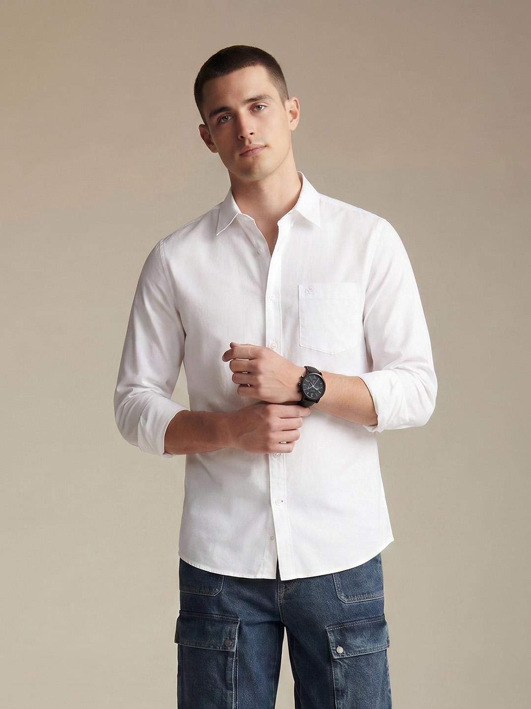 Being Human Spread Collar Moderno Fit Cotton Shirt - Image 1