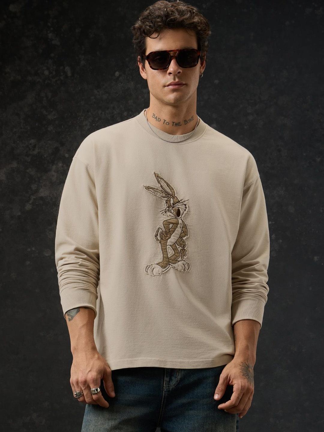 The Souled Store Mens Bugs Bunny Beige T-Shirt - Image 1