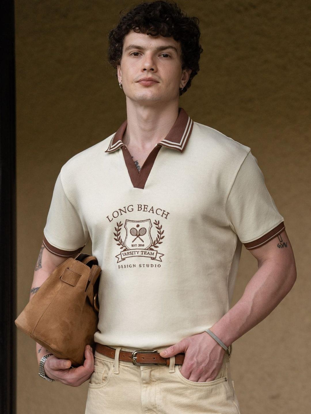 Powerlook Men Typography Polo Collar T-shirt - Image 1