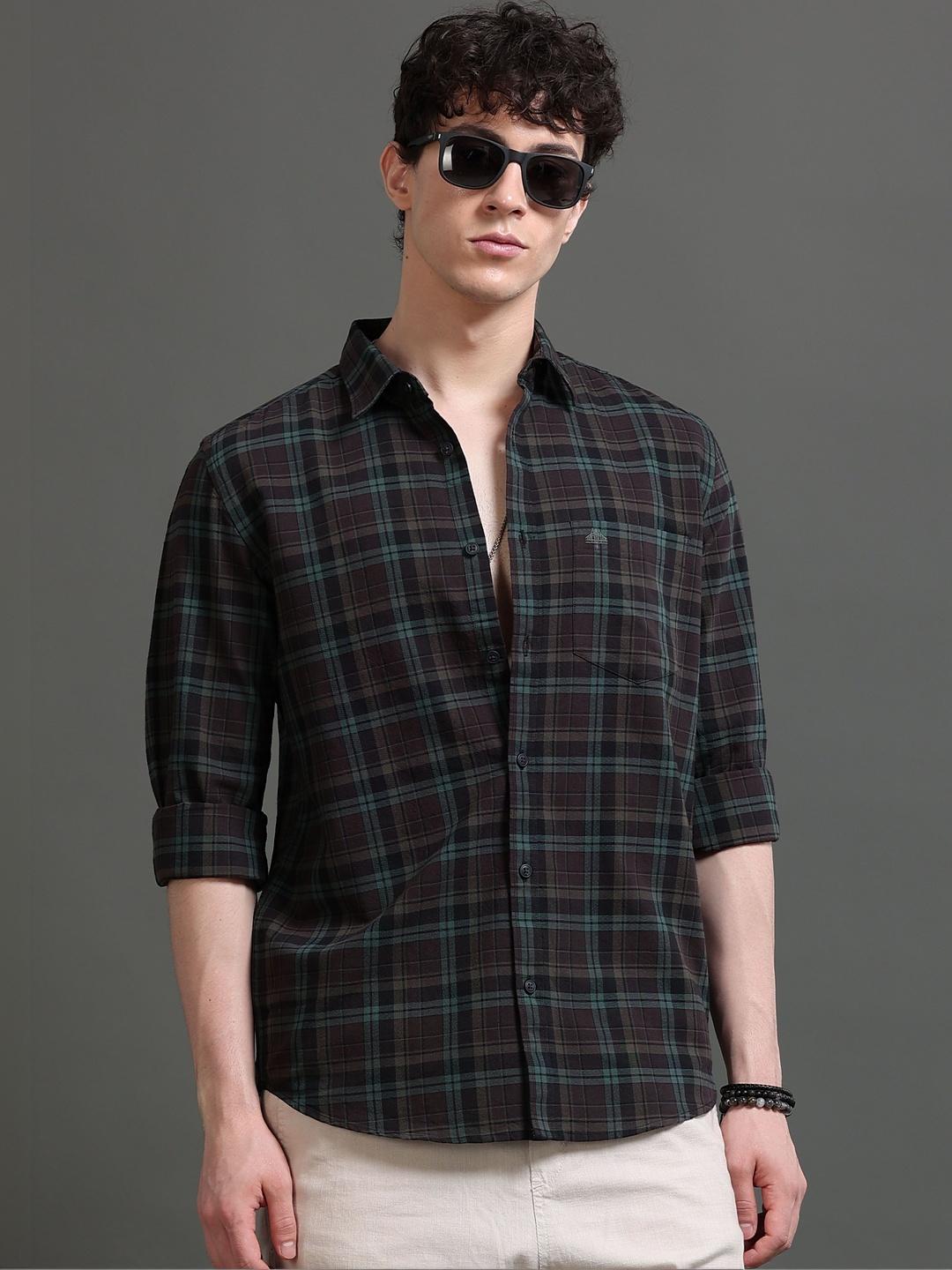 British Club Men Slim Fit Tartan Checked Shirt - Image 1