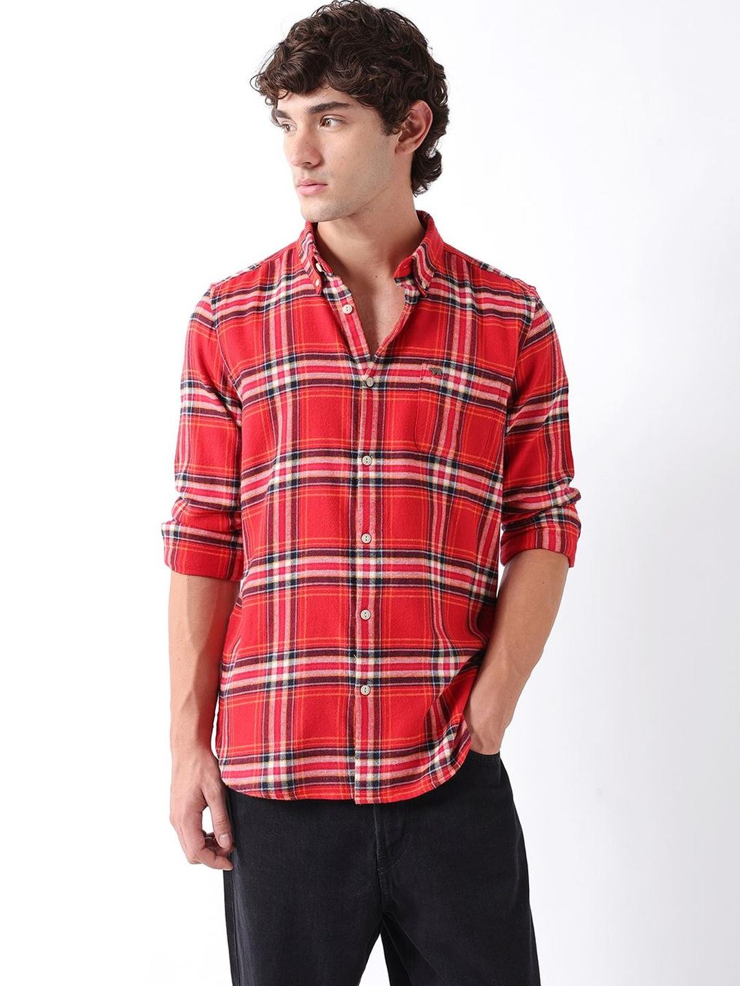 THE BEAR HOUSE Men Cotton Checked Slim Fit Shirt - Image 1