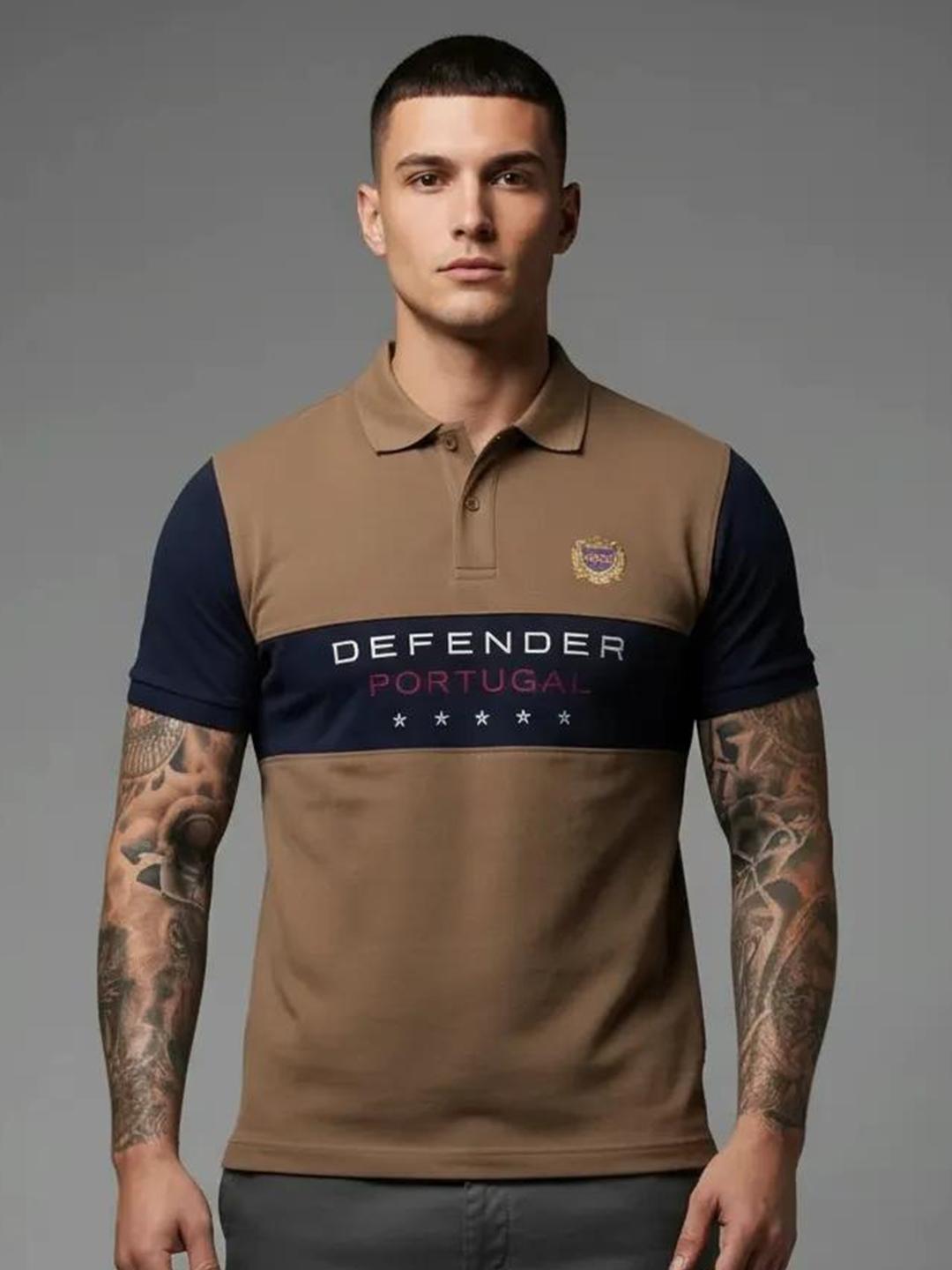 Octave Men Brand Logo Colourblocked Polo Collar T-shirt - Image 1