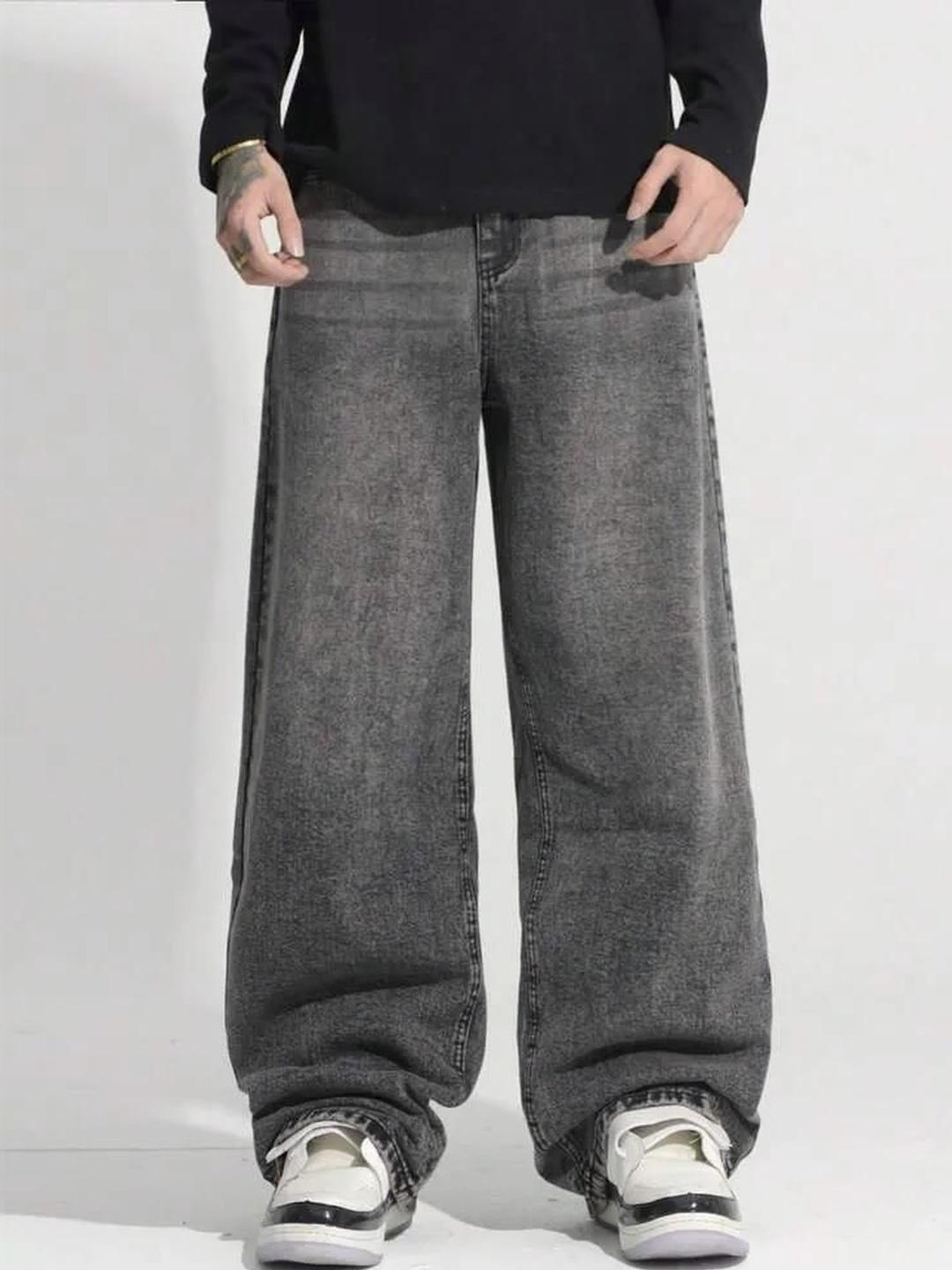 ZYVRA Men Wide Leg Low-Rise Dark Shade Jeans - Image 1