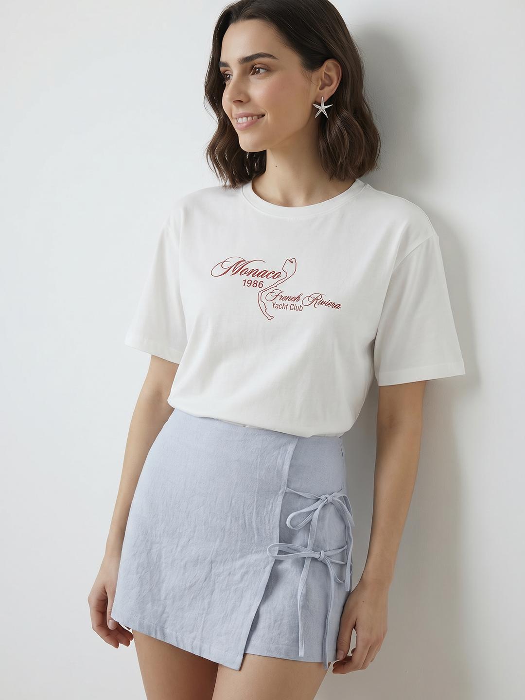Mast & Harbour Oversized Typography Cotton T-Shirt