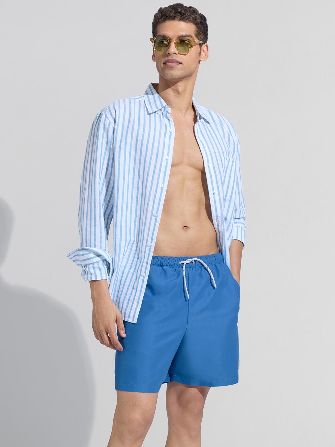 Buy XYXX Men Solid Aqua Olympic Blue Regular fit Quick Dry Swim