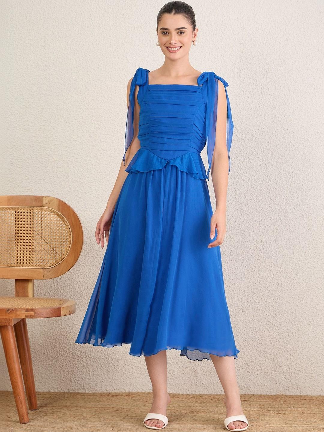 Antheaa Chiffon Fit & Flare Maxi Dress