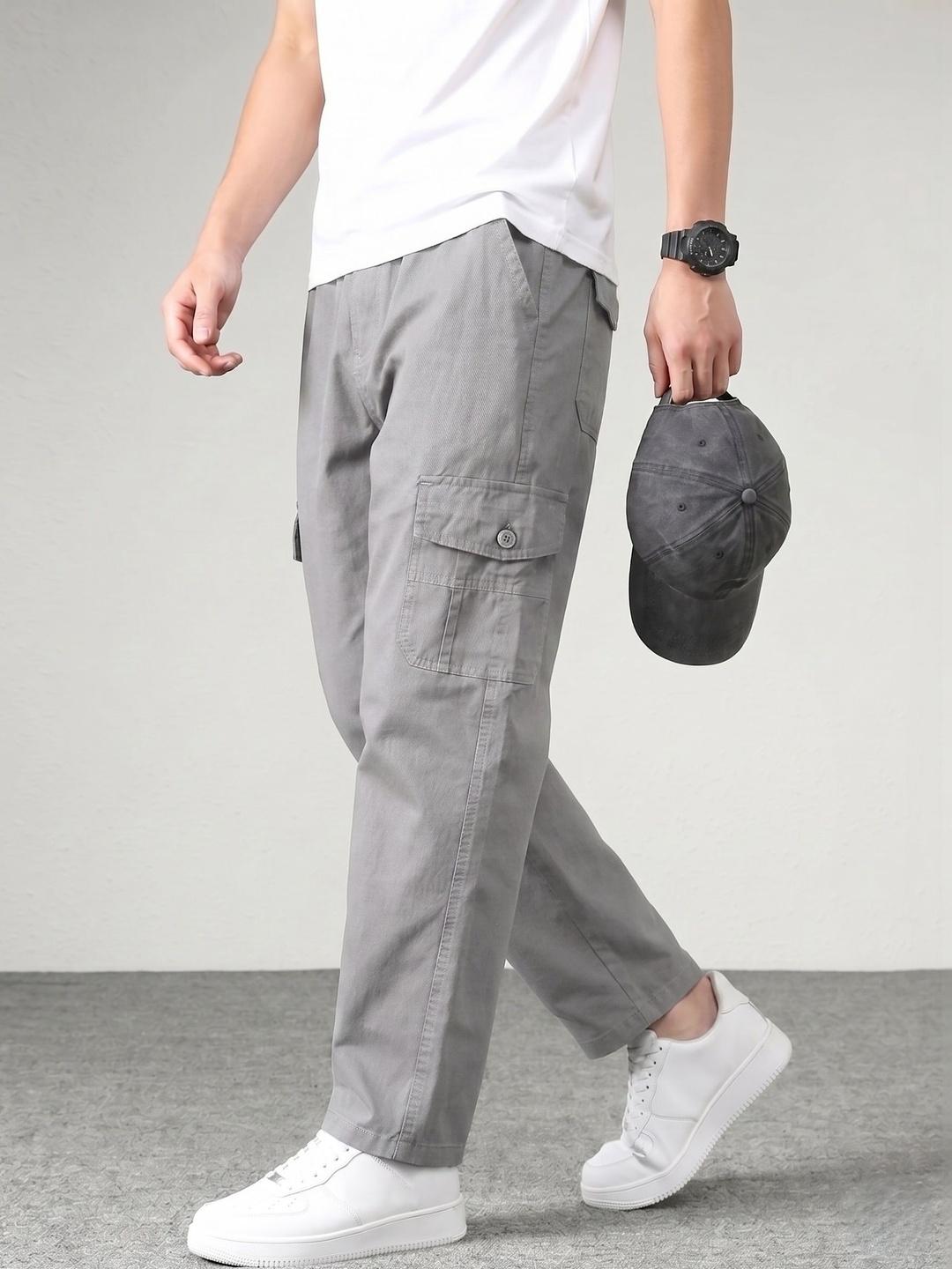 GREENFLAIR Men Relaxed Loose Fit Cargos Trousers - Image 1