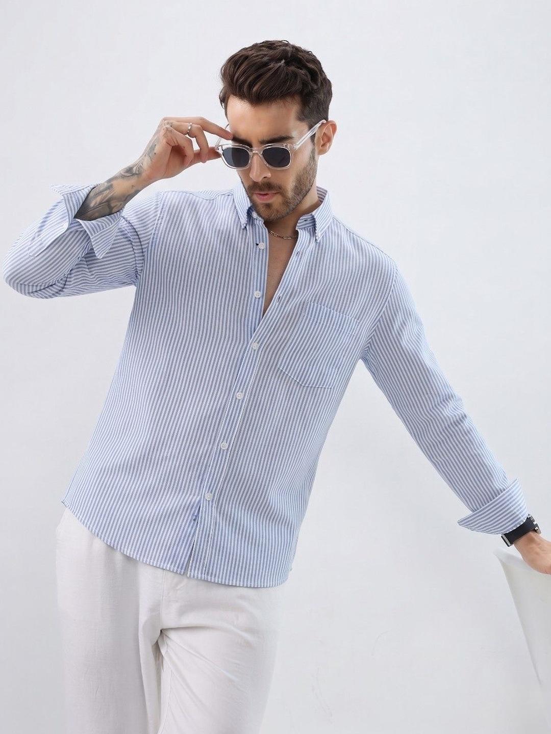 R.Code by The Roadster Life Co. R.Code Men Standard Striped Casual