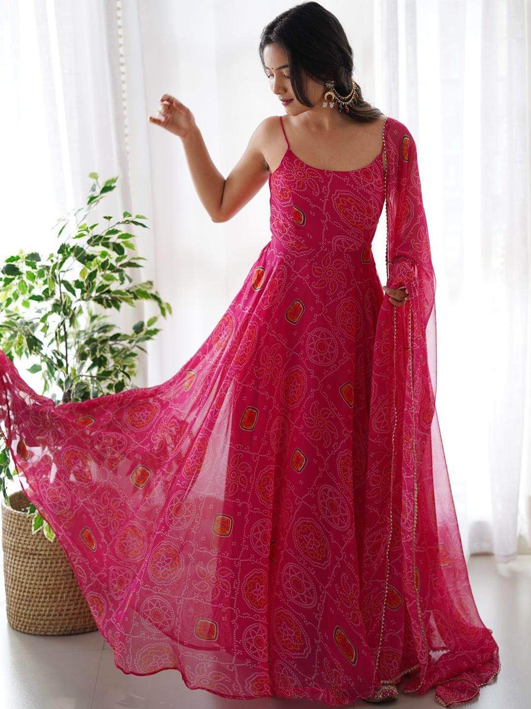 HERE&NOW Women Bandhani Printed Anarkali Kurta - Image 1