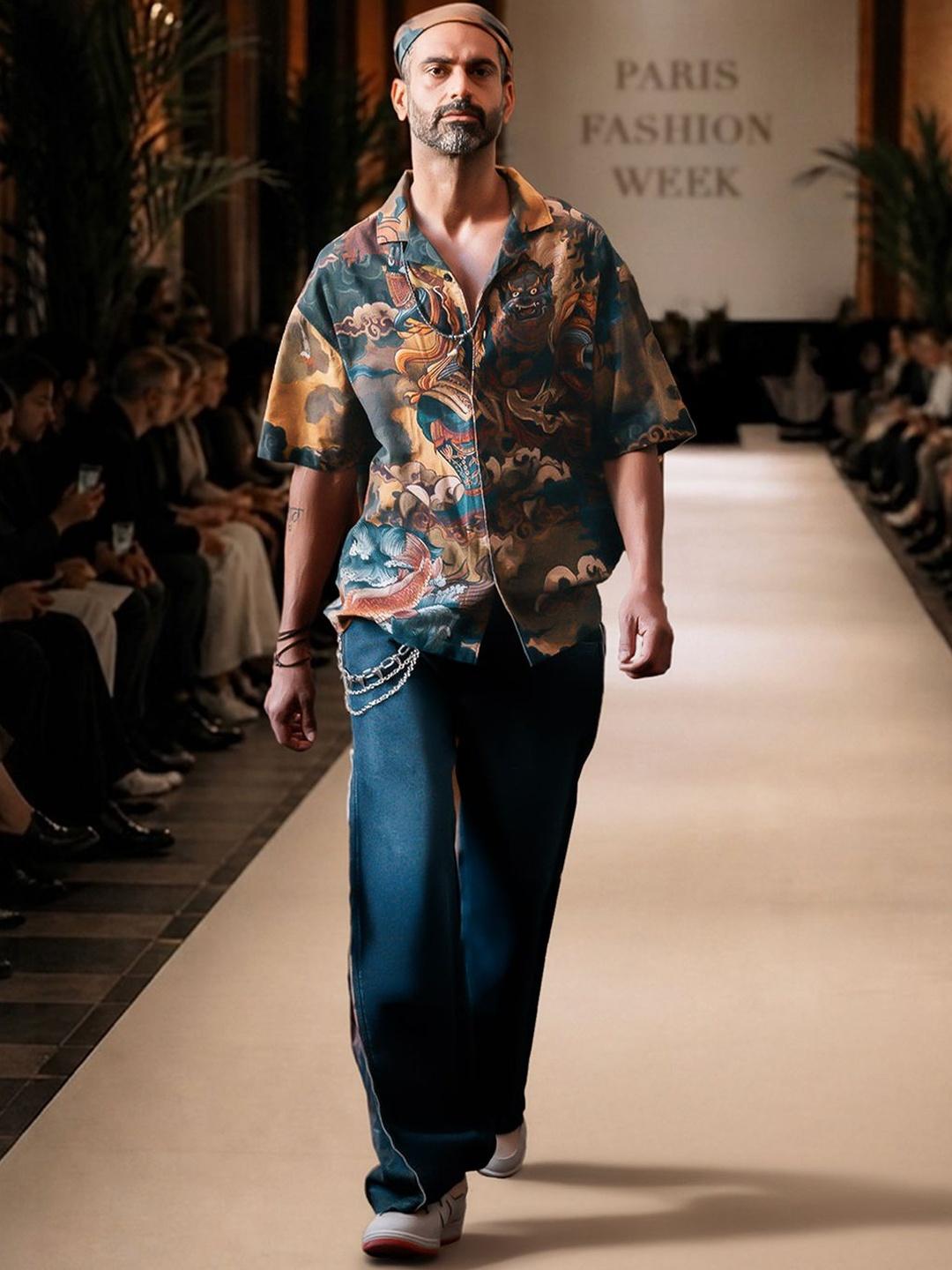 The Souled Store Men's Printed Brown Holiday Shirt - Image 1