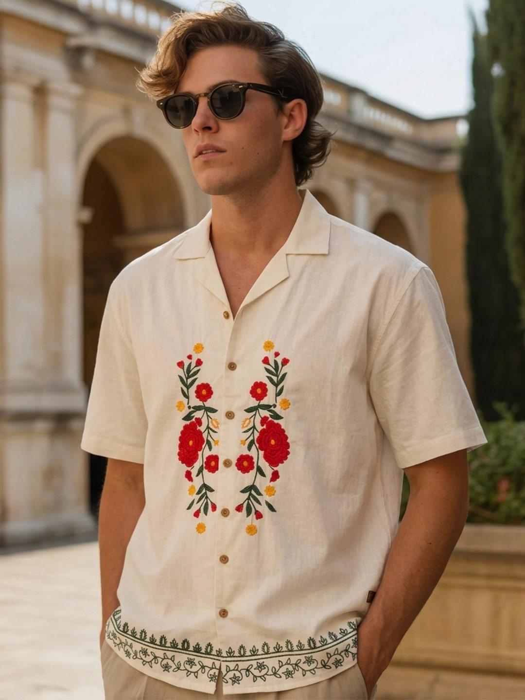Buy DENNISON Floral Embroidery Oversized Casual Shirt - Shirts for