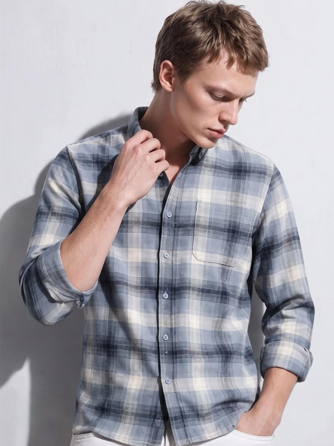 HERE&NOW Men Slim Fit Checked Casual Shirt - Image 1