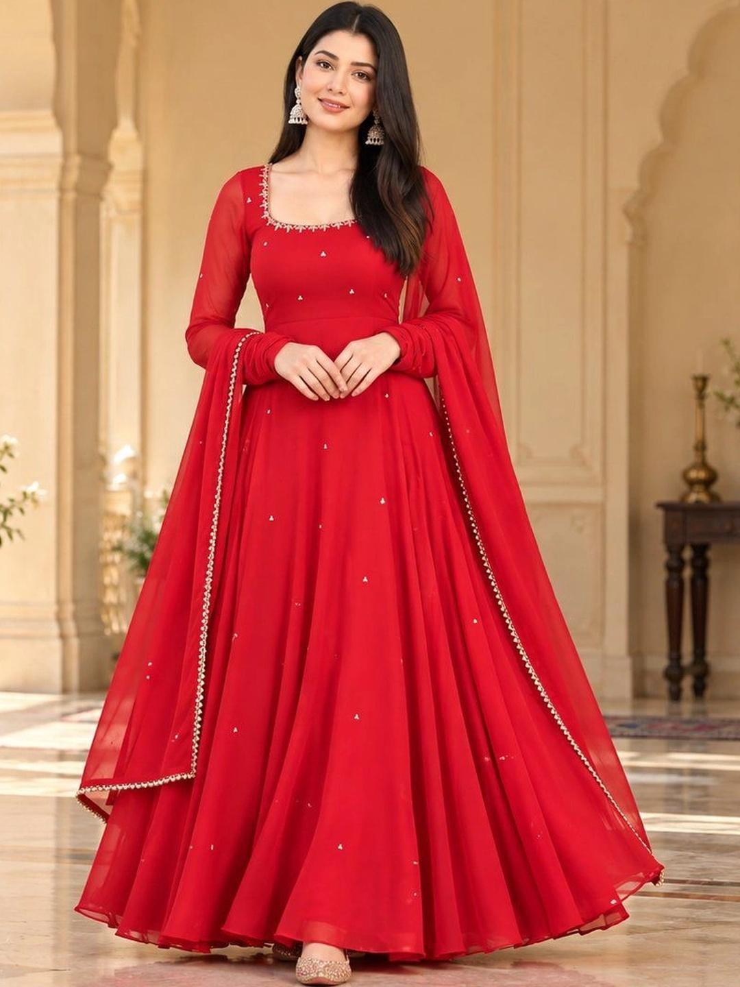 SHOPLANCE Women Regular Beads and Stones Kurta with Dupatta - Image 1