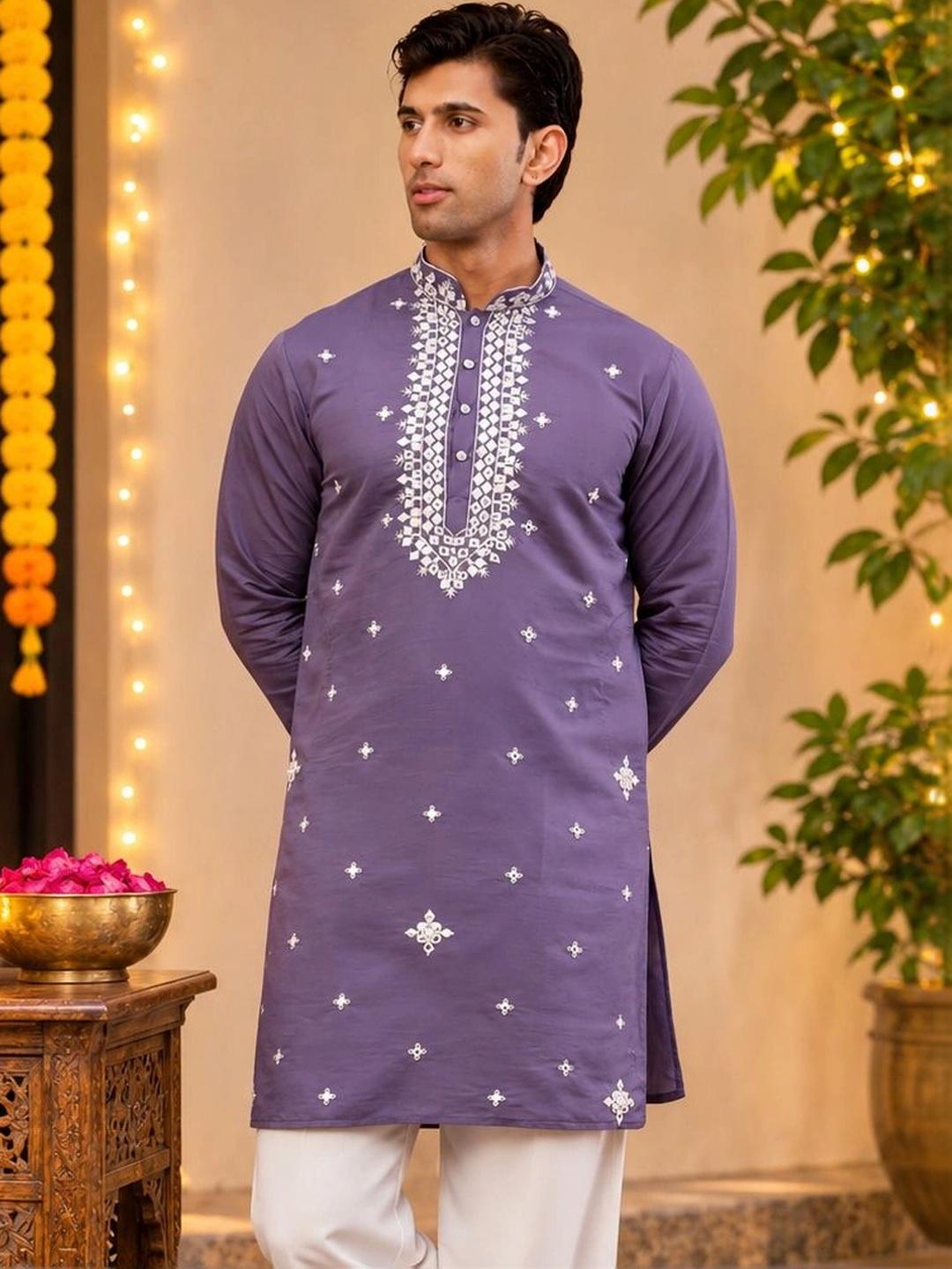 Jompers Men Embellished Mirror Work Kurta - Image 1