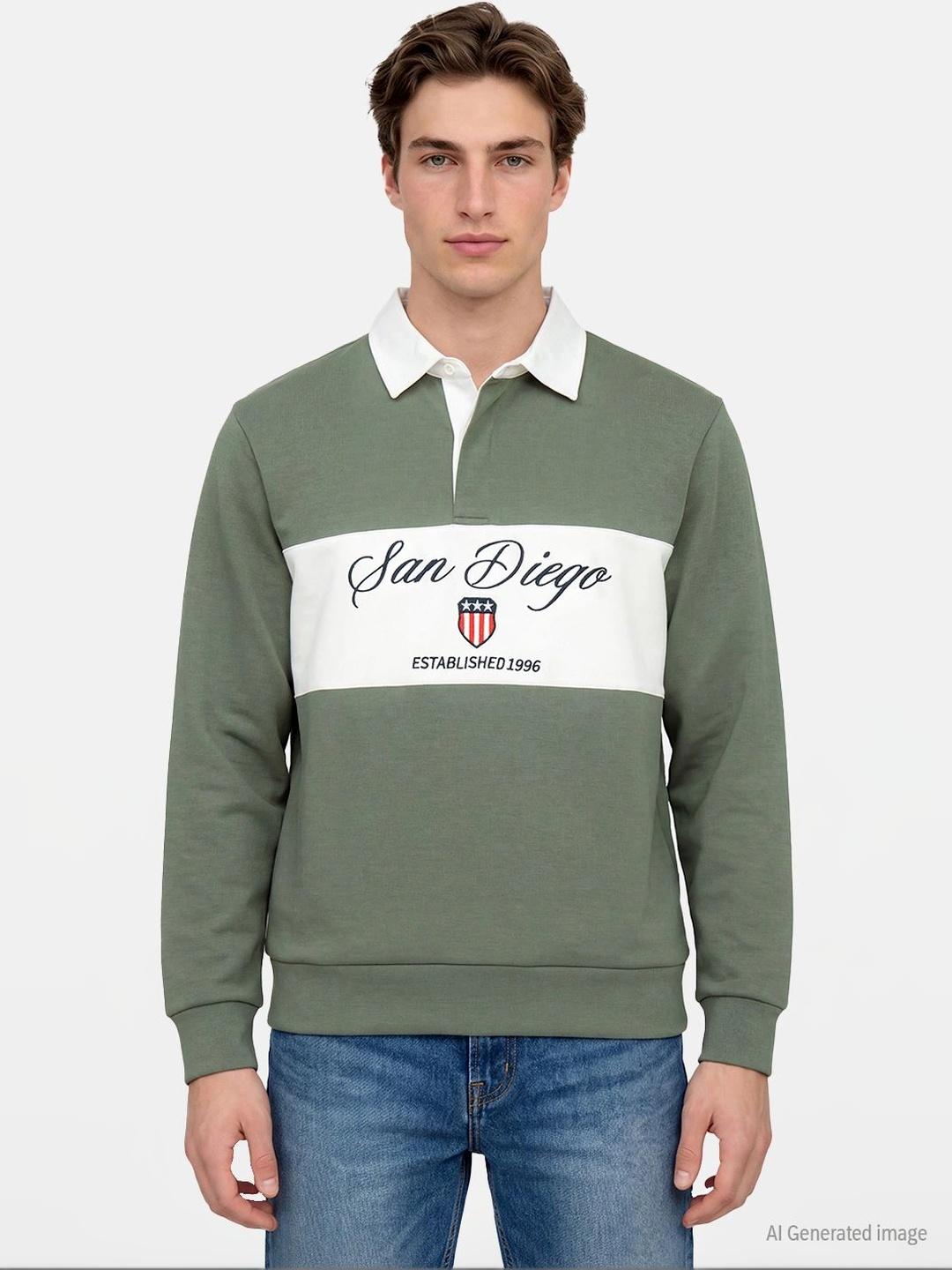 Red Tape Men Colourblocked Sweatshirt (Red) - Image 1