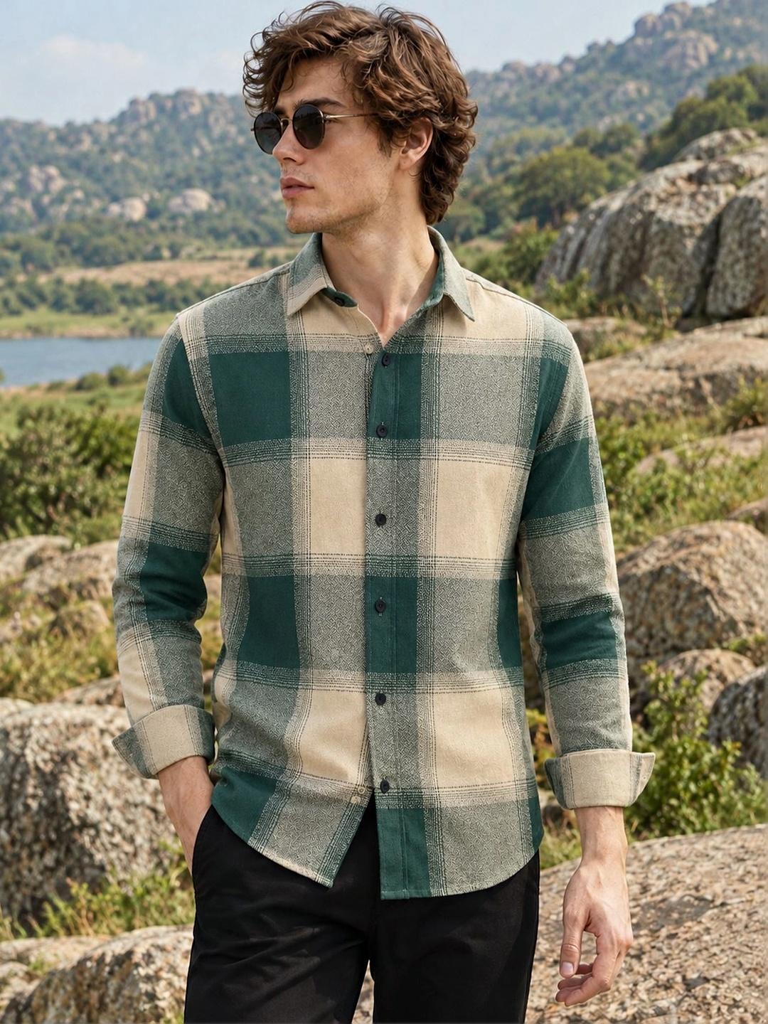 HERE&NOW Men Standard Tartan Checks Checked Casual Shirt - Image 1