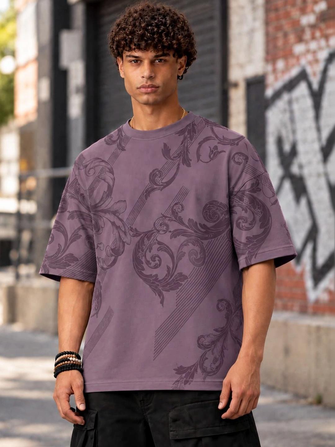 BULLMER Men Ethnic Motifs Printed Cotton Oversized T-Shirt - Image 1