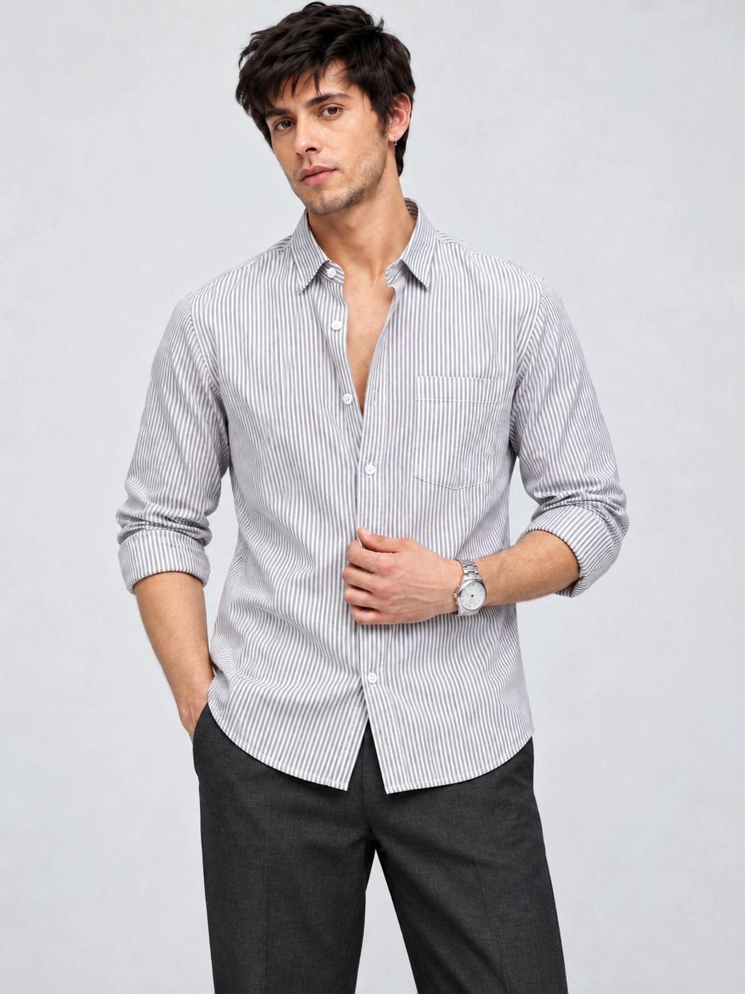 Mast & Harbour Men Standard Striped Shirt - Image 1