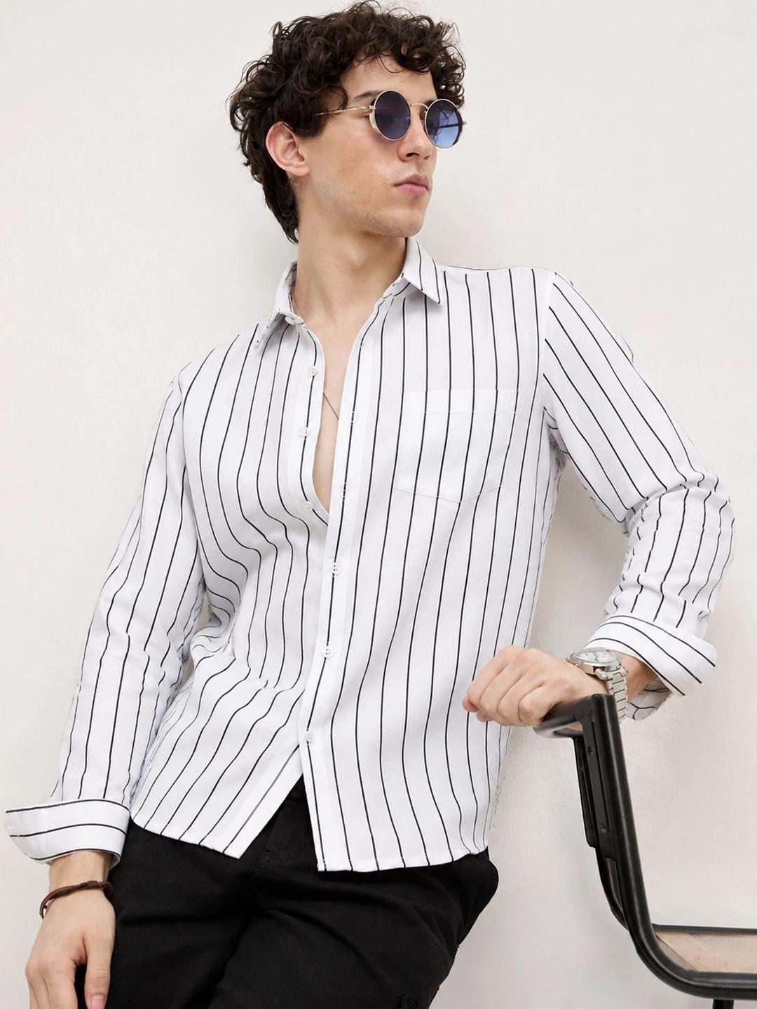 CAMBREEN Men Comfort Slim Fit Striped Casual Shirt - Image 1