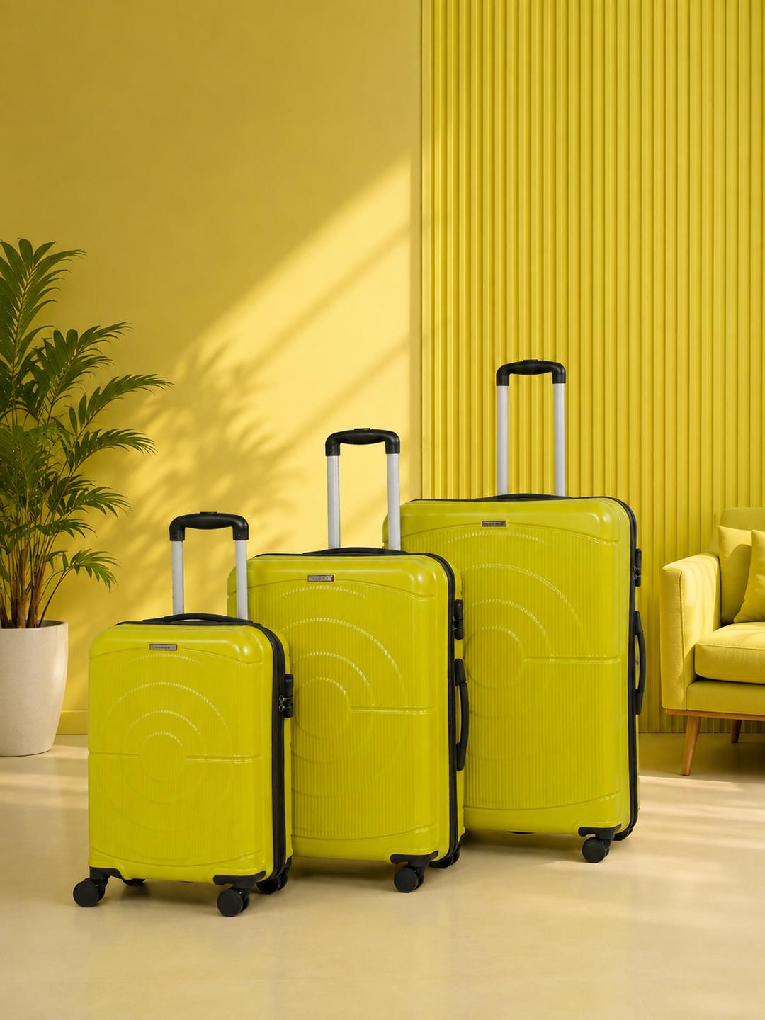 Teakwood Leathers Set of 3 Concentrix Solid 360 8 Wheel Oversized Trolley Bag- 191L
