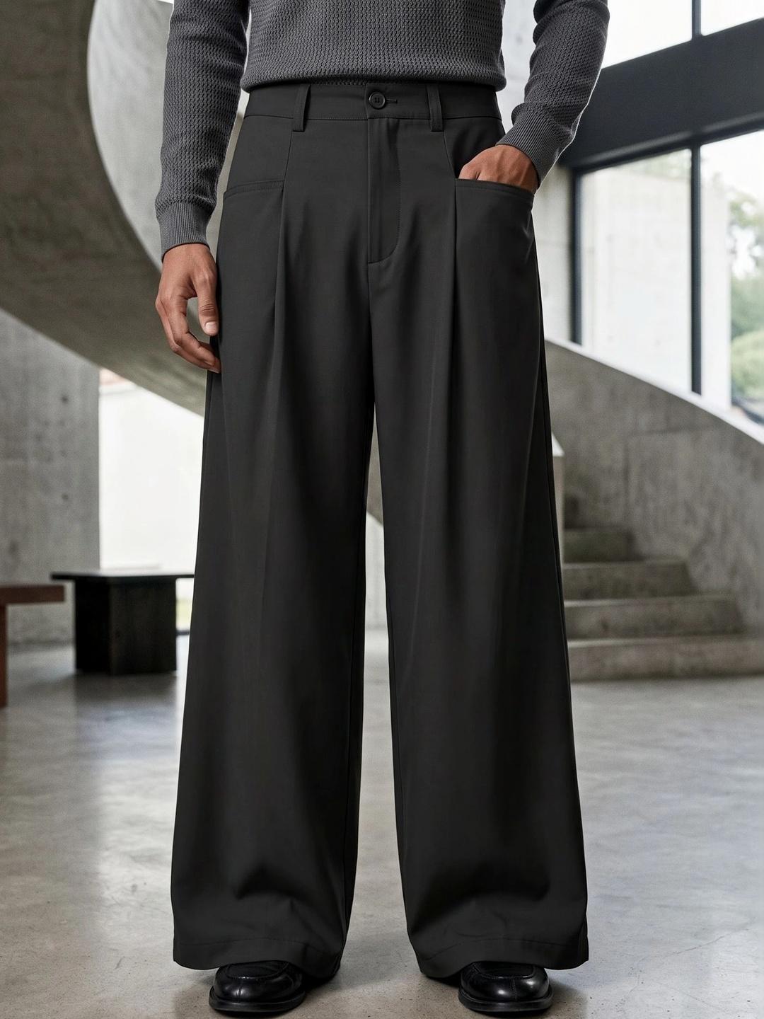 RAJOVATI Men Loose Fit High-Rise Corduroy Trousers - Image 1