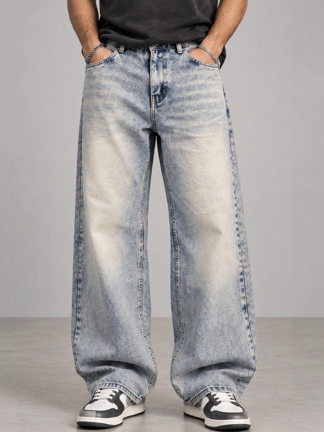 Line out line Men Wide Leg Mid-Rise Jeans - Image 1