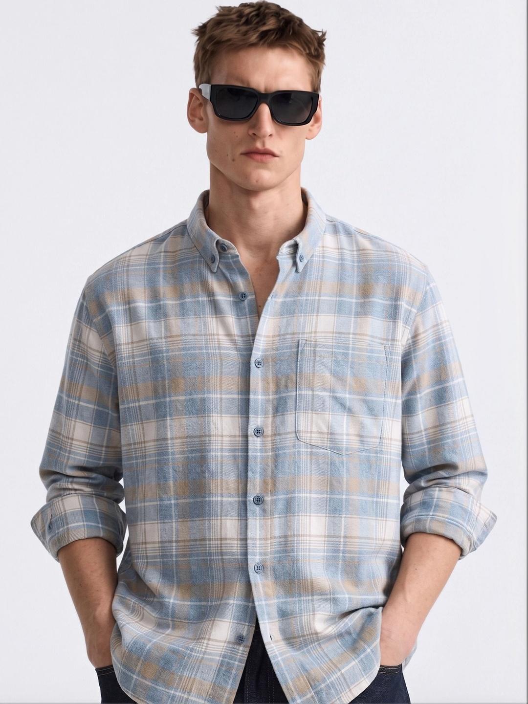 HERE&NOW Men Slim Fit Checked Casual Shirt - Image 1