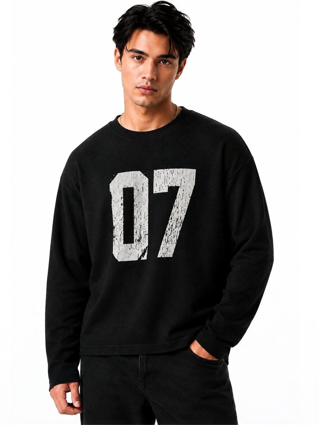 Uniche Affeto Men Varsity 07 Round Neck Waffle T-shirt - Image 1