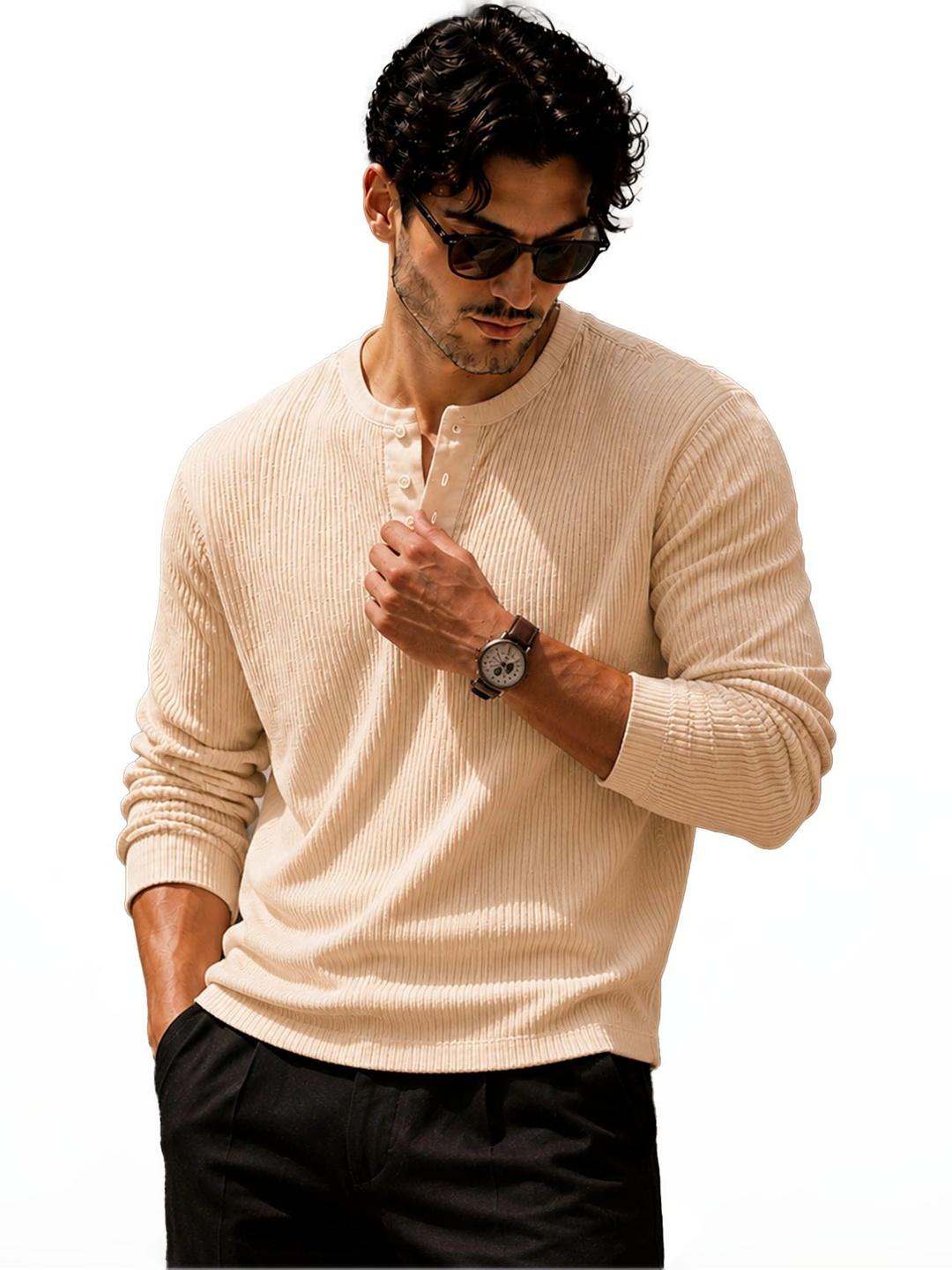 THE BEETEL HOUSE Men Henley Neck T-shirt - Image 1