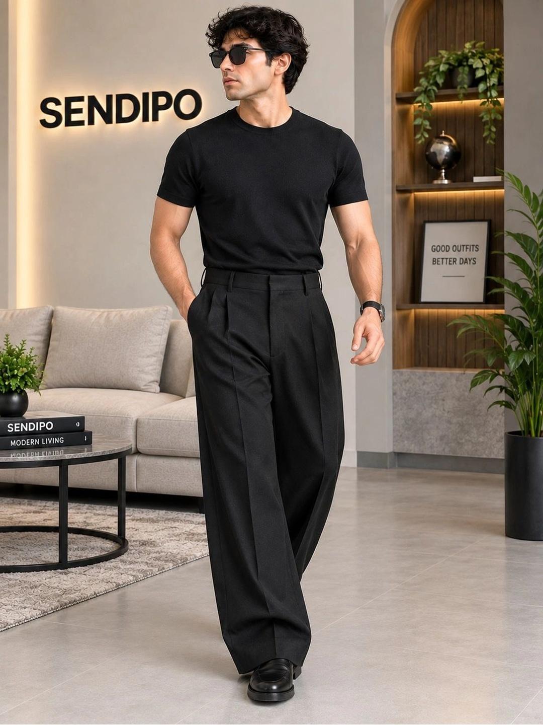 SENDIPO Men Smart High-Rise Easy Wash Pleated Trousers - Image 1