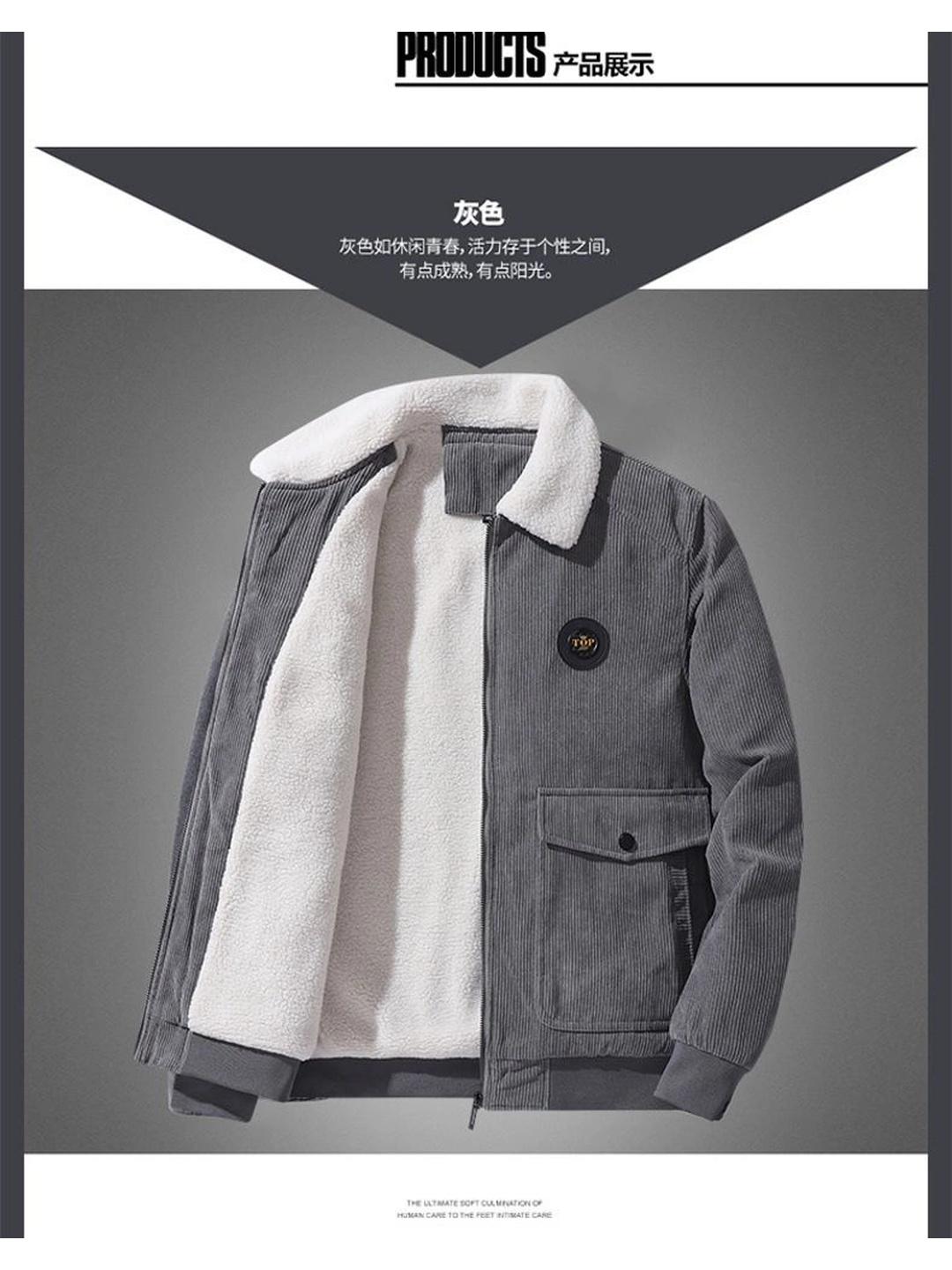 Suo Men Corduroy Insulator Bomber Jacket - Image 1